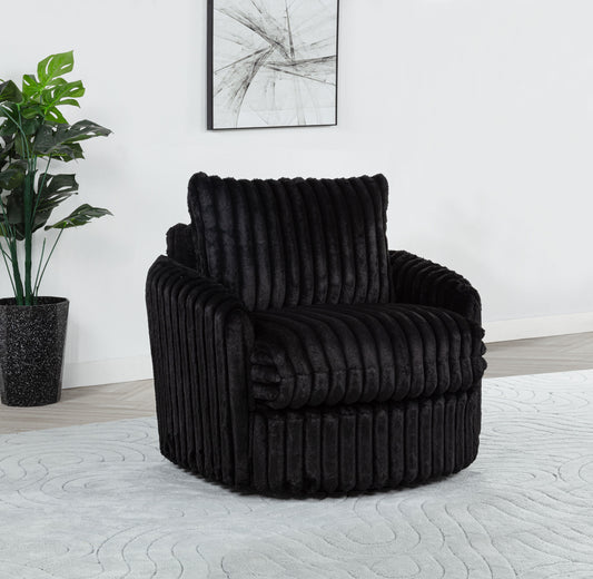 Sarco Corduroy Swivel Arm Chair – Black