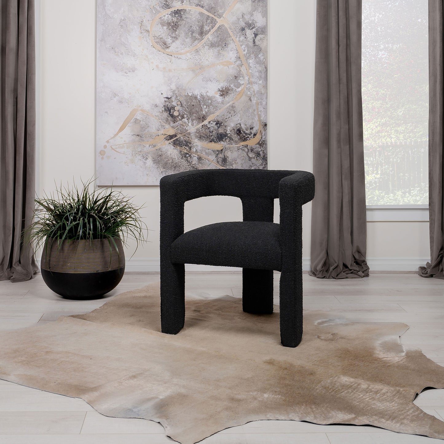 Petra Upholstered Side Chair – Black