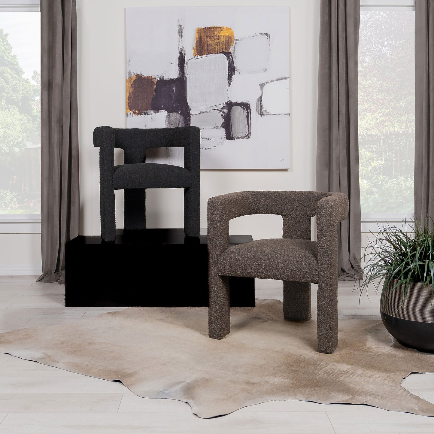 Petra Upholstered Side Chair – Black
