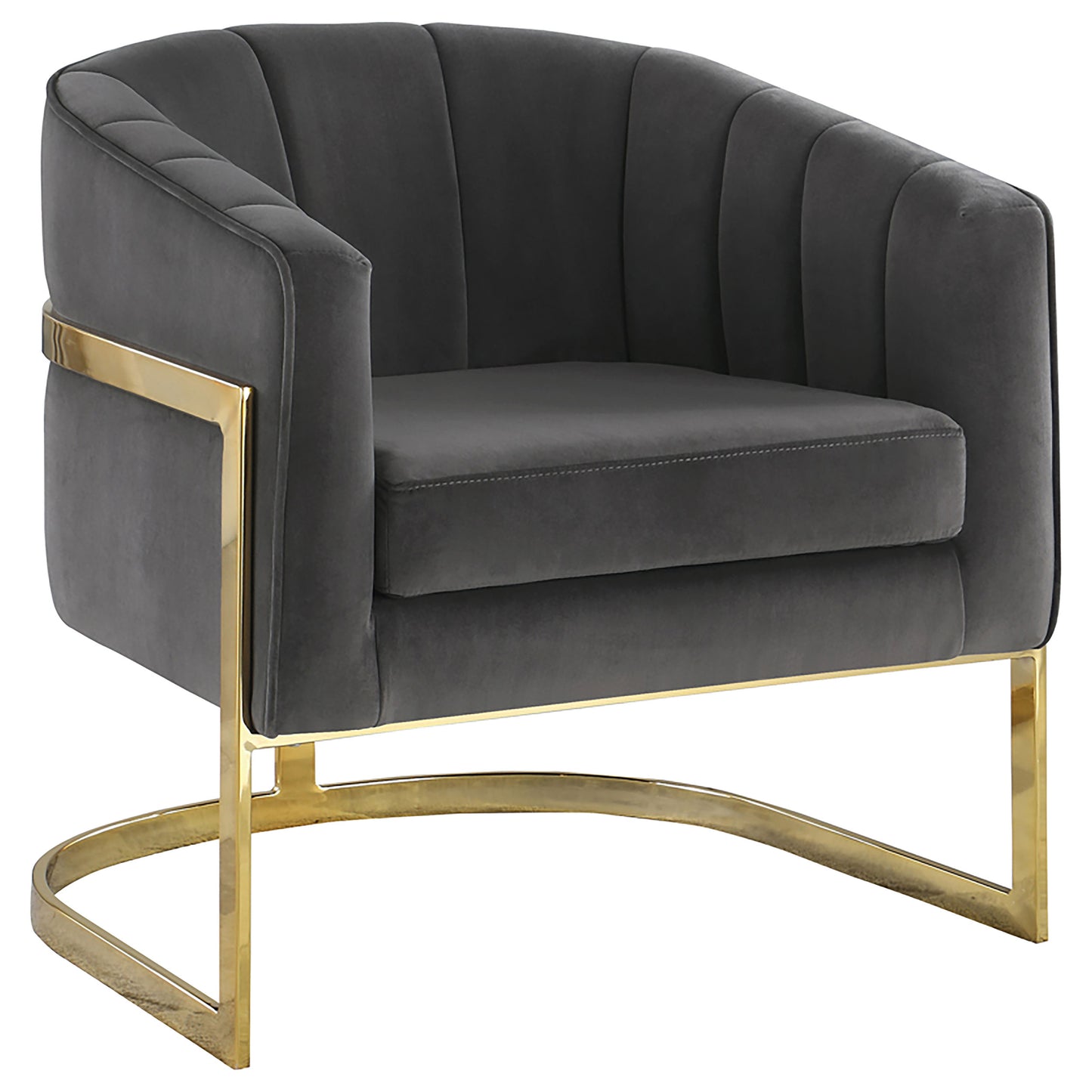 Velmira Upholstered Barrel Accent Chair Dark Grey with Gold Base
