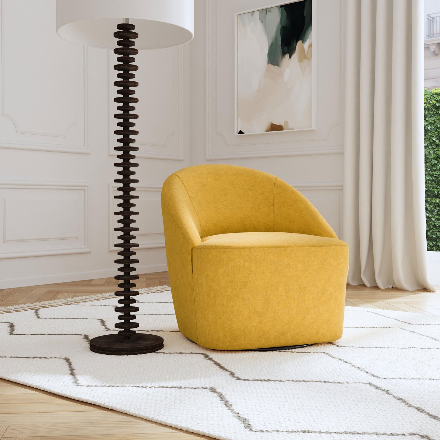 Leon Accent Swivel Chair – Mustard Yellow