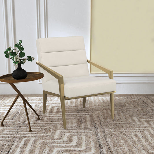 Lunara Upholstered Accent Chair Cream with Gold Metal Frame
