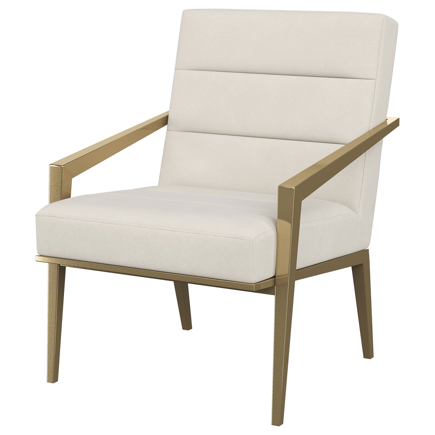 Lunara Upholstered Accent Chair Cream with Gold Metal Frame