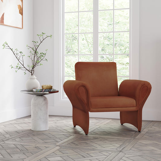 Alora Roll Arm Accent Chair – Terracotta