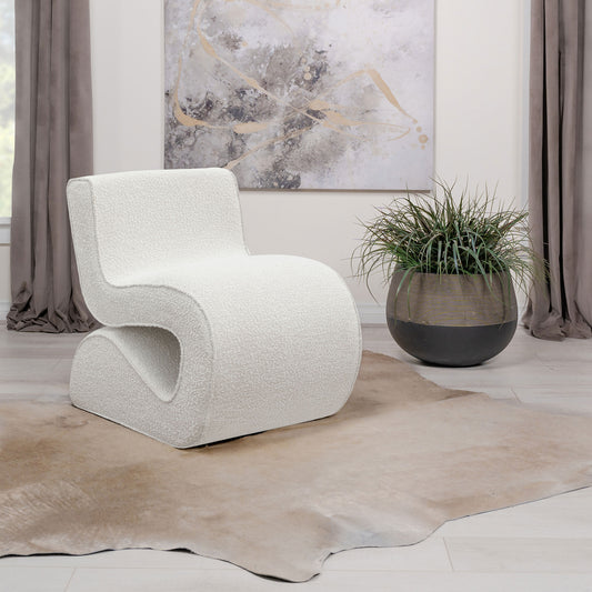 Ronea Bouclé Upholstered Armless Curved Chair – Cream