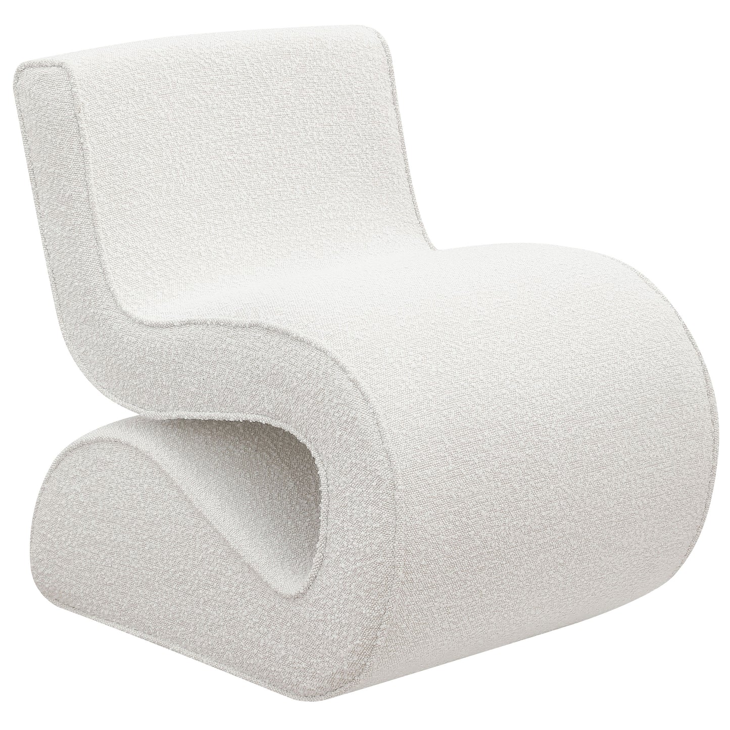 Ronea Bouclé Upholstered Armless Curved Chair – Cream