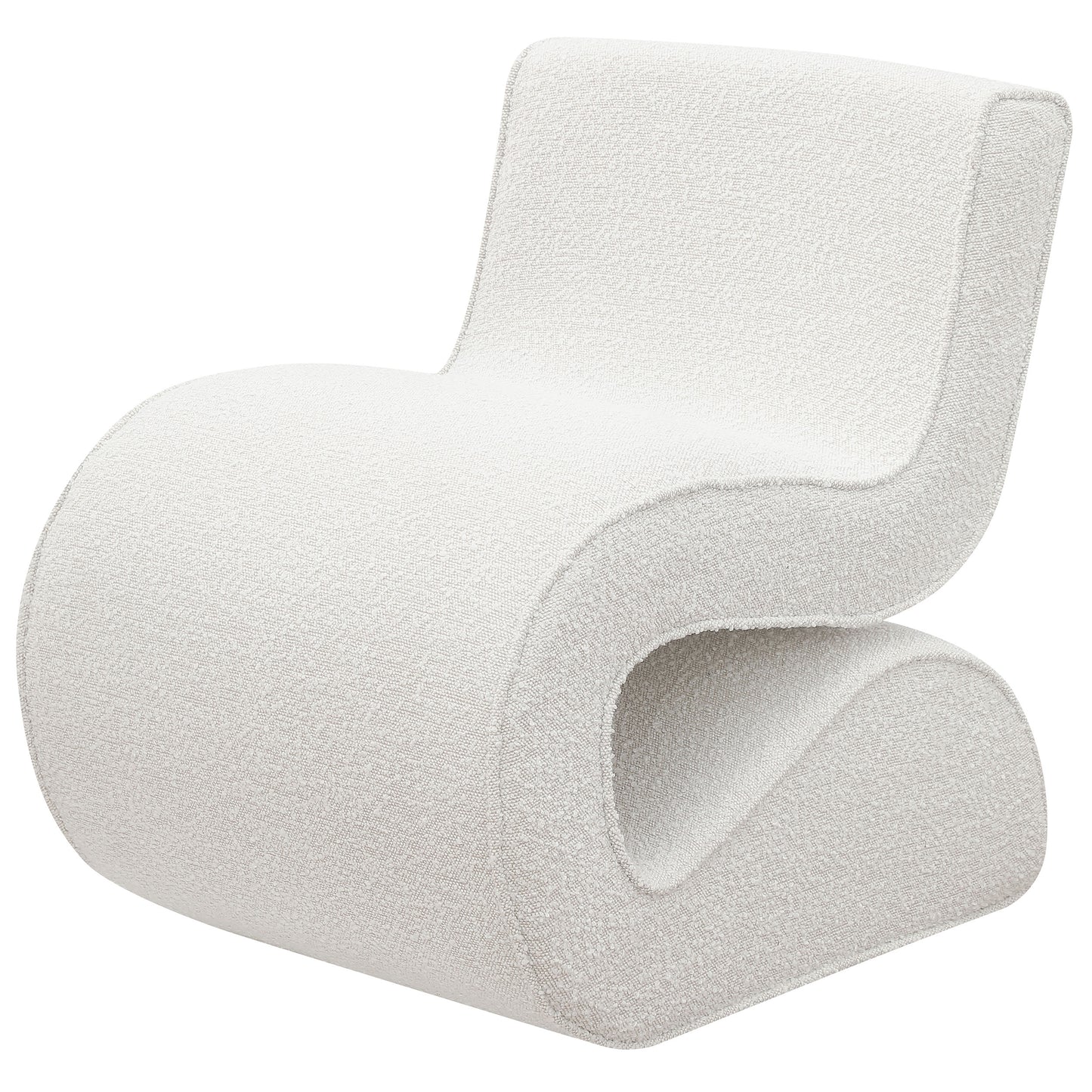 Ronea Bouclé Upholstered Armless Curved Chair – Cream