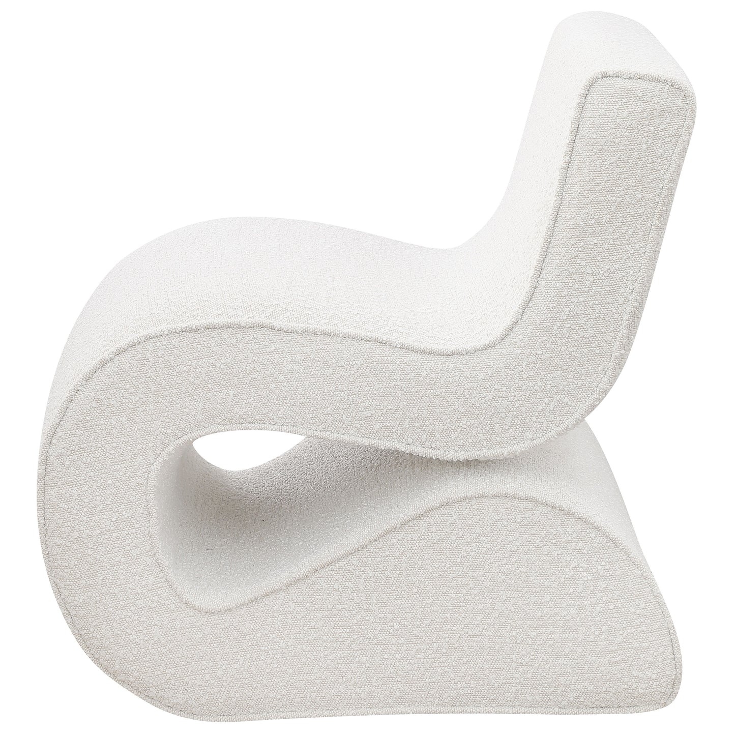 Ronea Bouclé Upholstered Armless Curved Chair – Cream