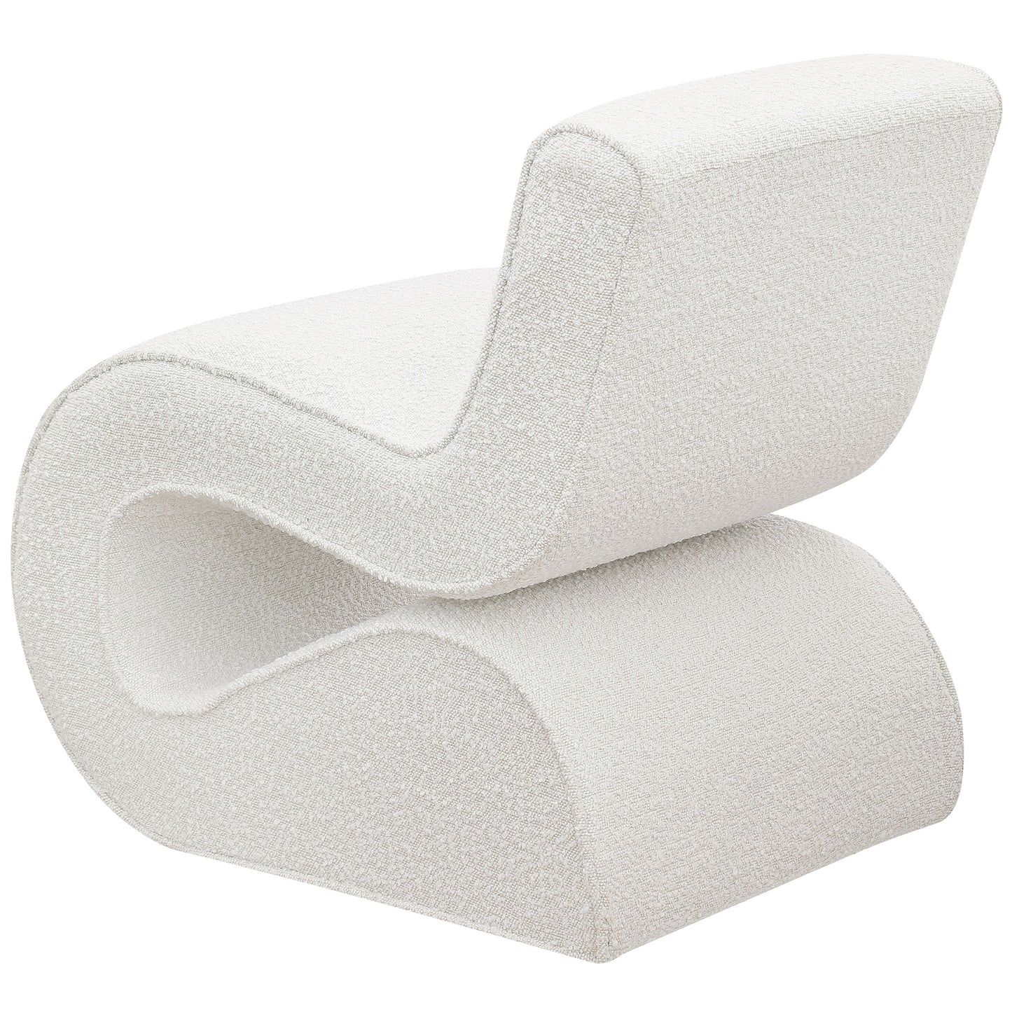 Ronea Bouclé Upholstered Armless Curved Chair – Cream