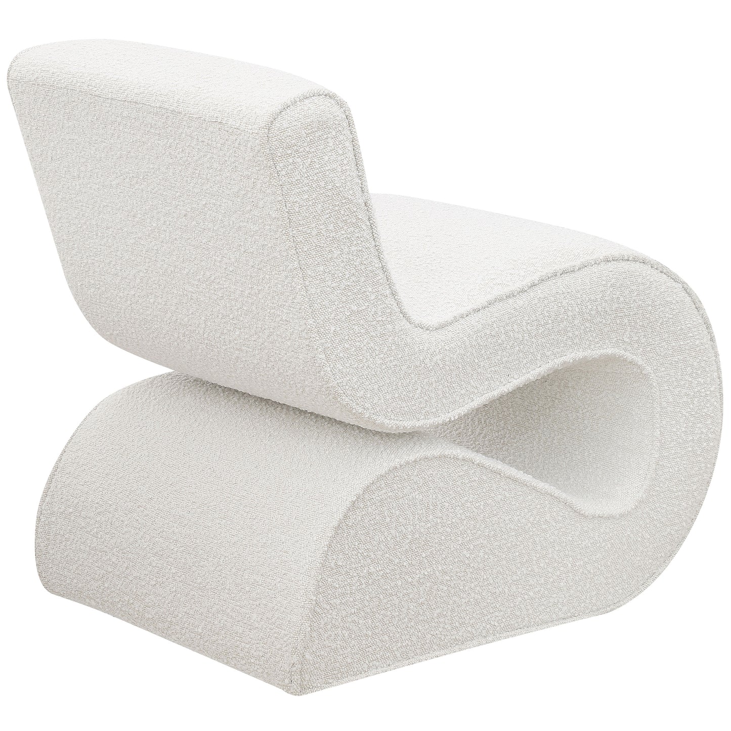 Ronea Bouclé Upholstered Armless Curved Chair – Cream