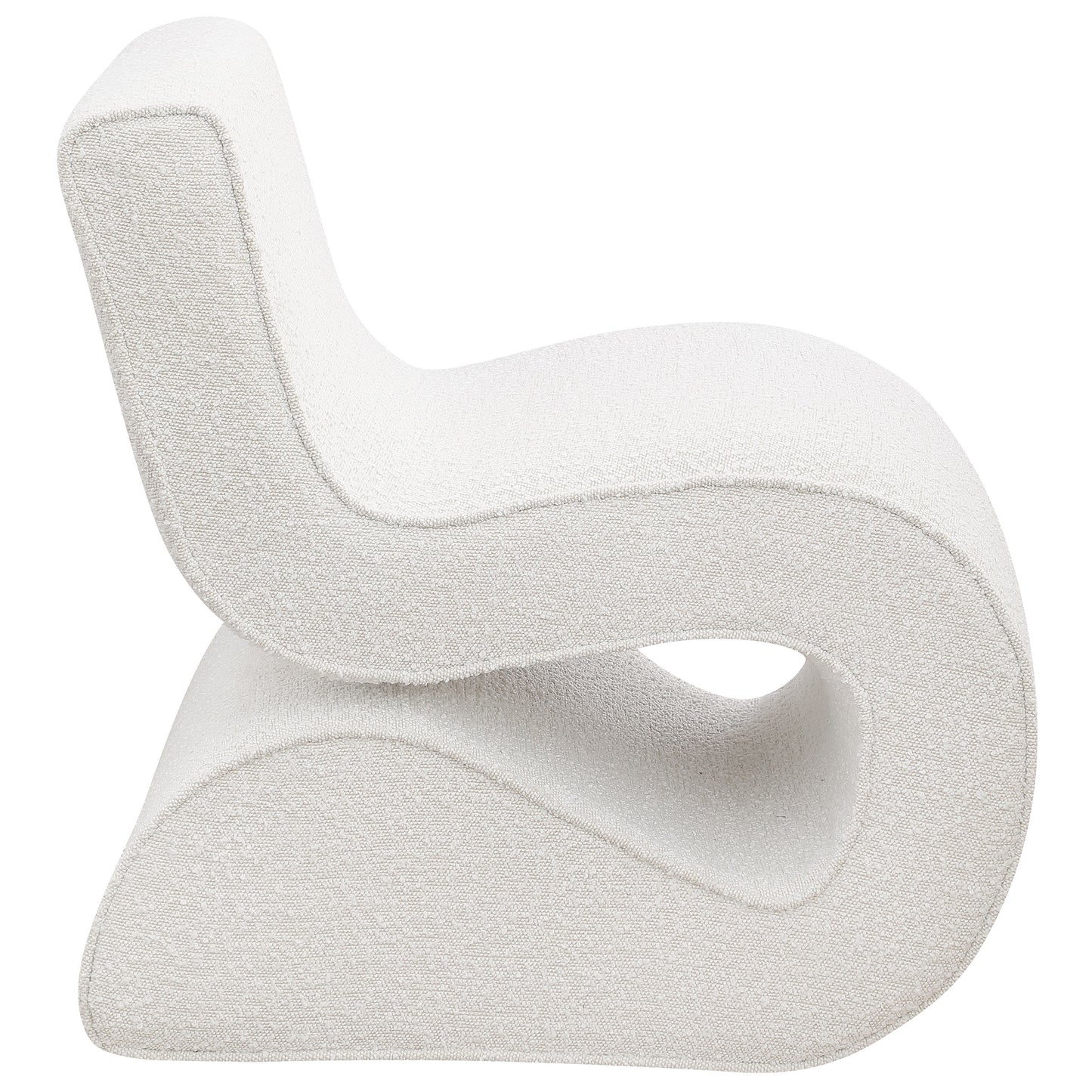 Ronea Bouclé Upholstered Armless Curved Chair – Cream