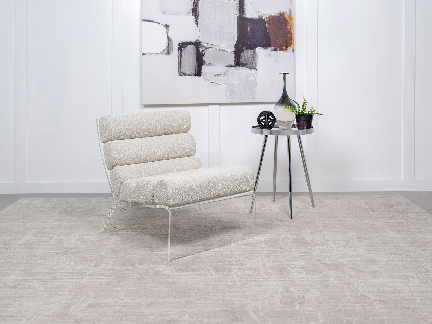 Elara Bouclé Halo Chair – Ivory Mist