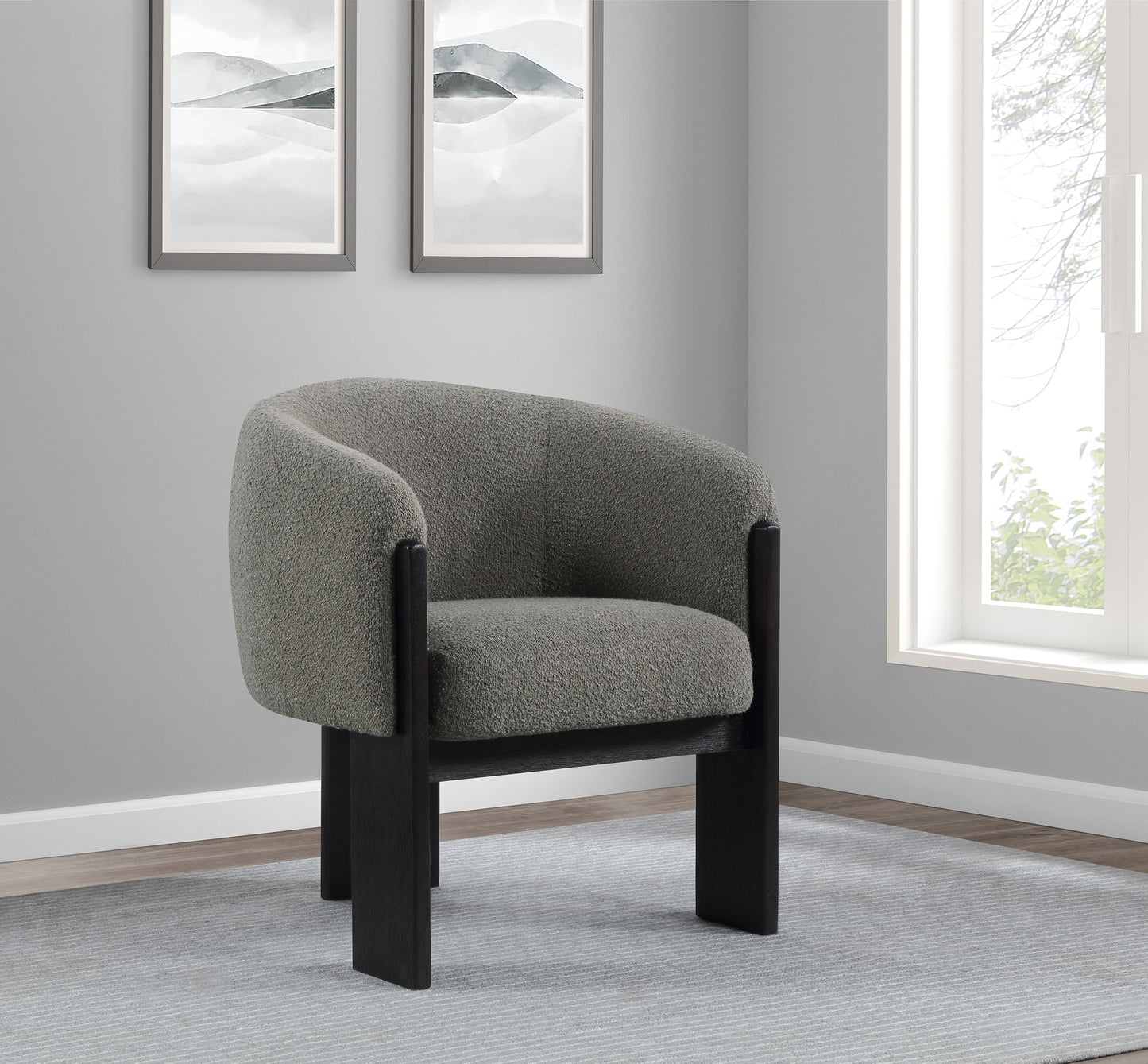 Nolita Curved Bouclé Chair – Espresso