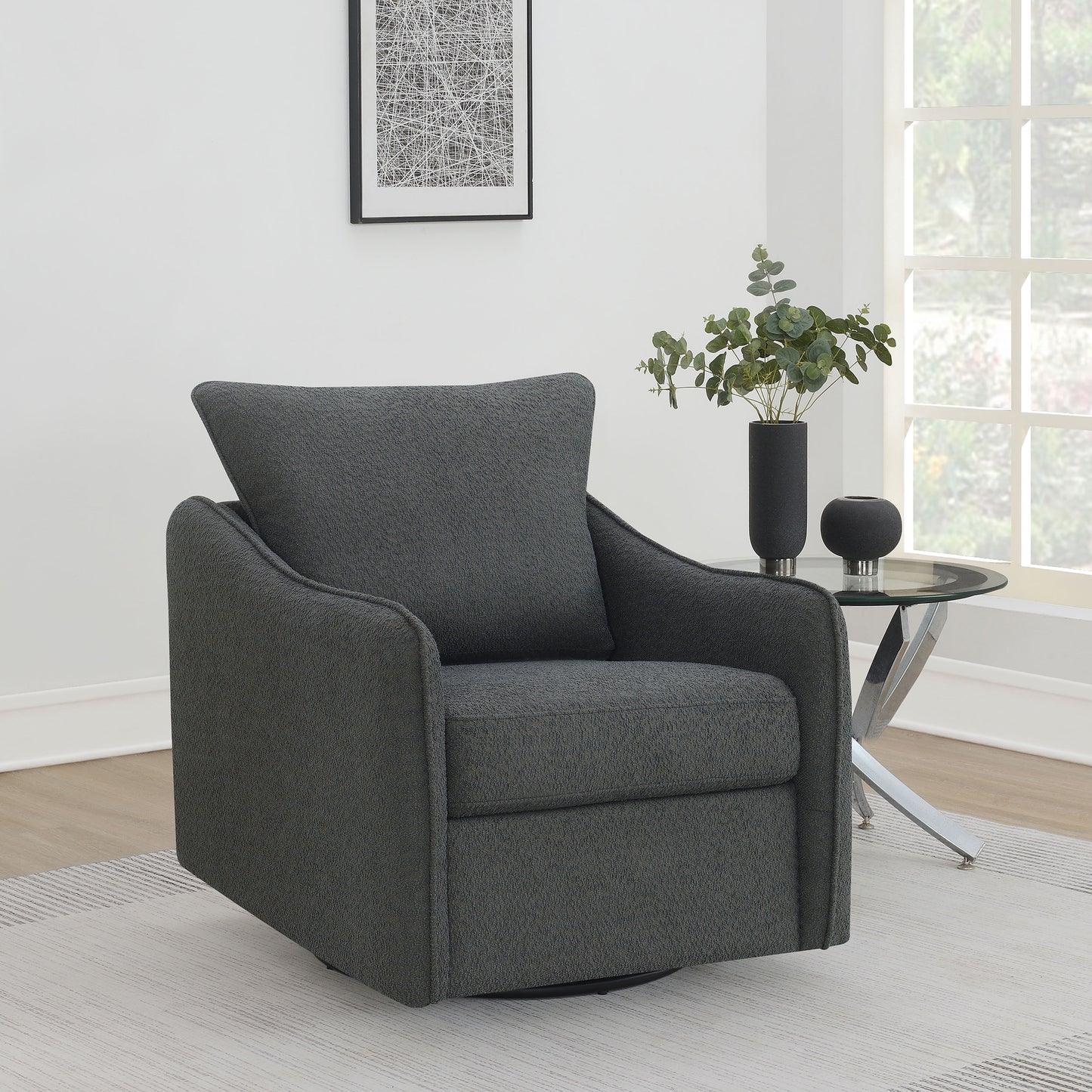Madia Sloped-Arm Swivel Glider – Charcoal