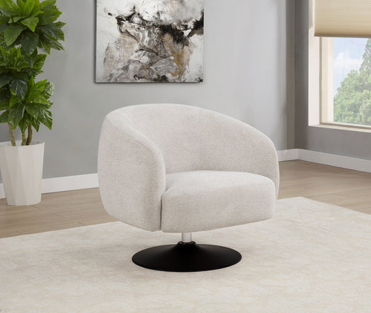 Dave Upholstered Barrel-Back Swivel Club Chair – Beige