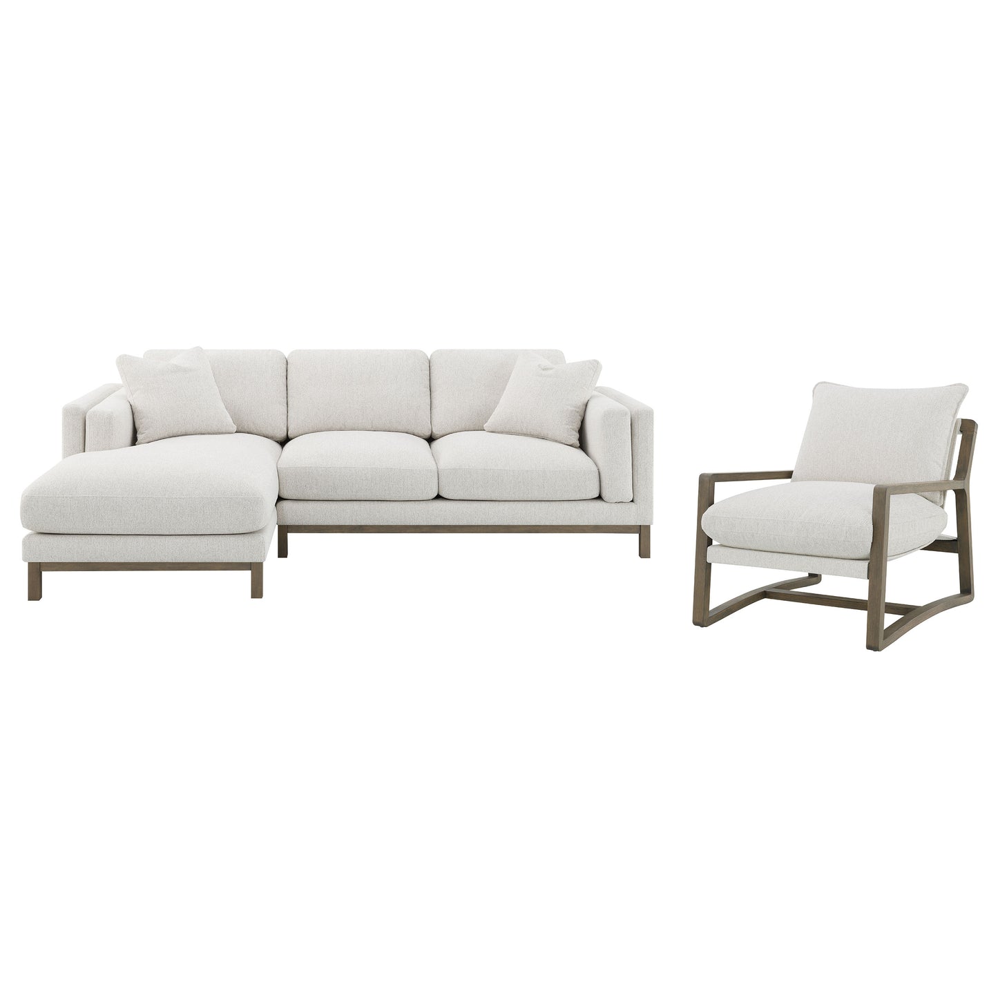 Geneva Plush Wood-Arm Chair – Sand
