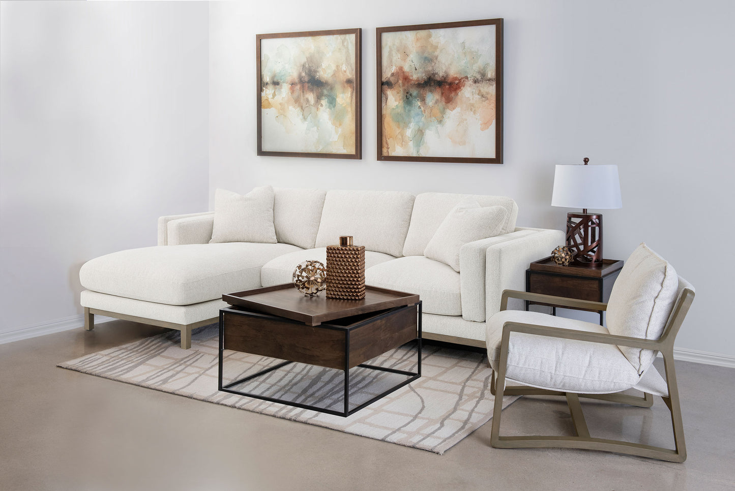 Geneva Plush Wood-Arm Chair – Sand
