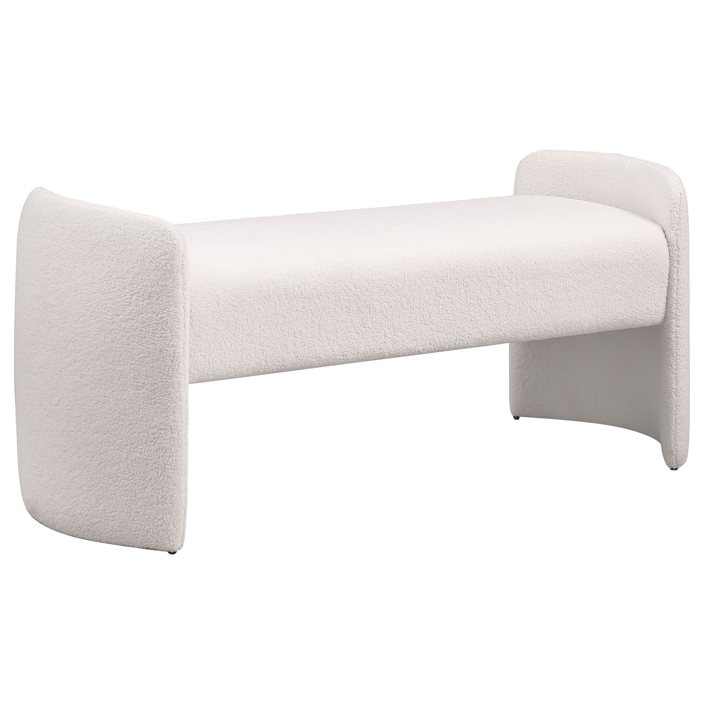 Calix Modern Curved Bench – Ivory Bouclé
