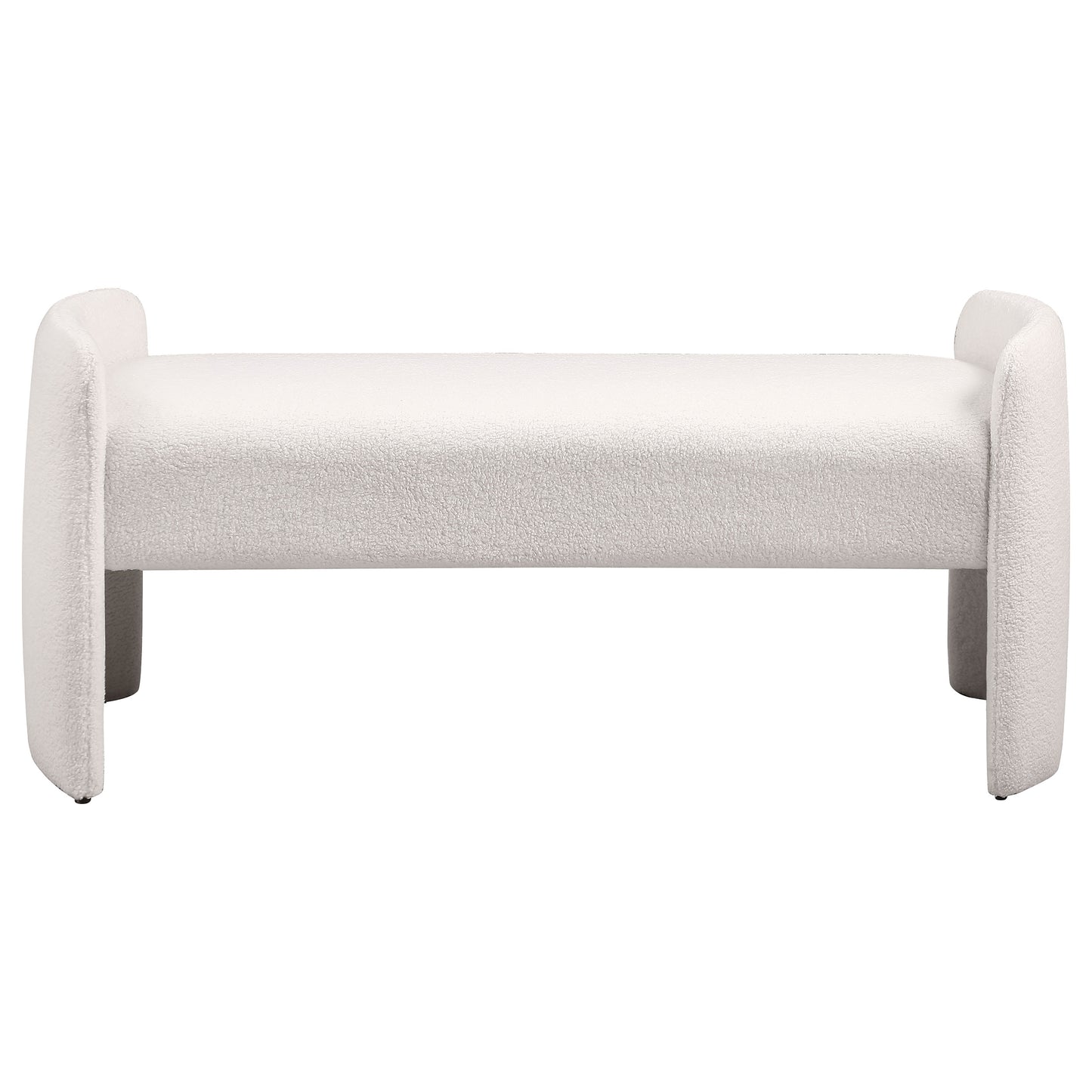 Calix Modern Curved Bench – Ivory Bouclé