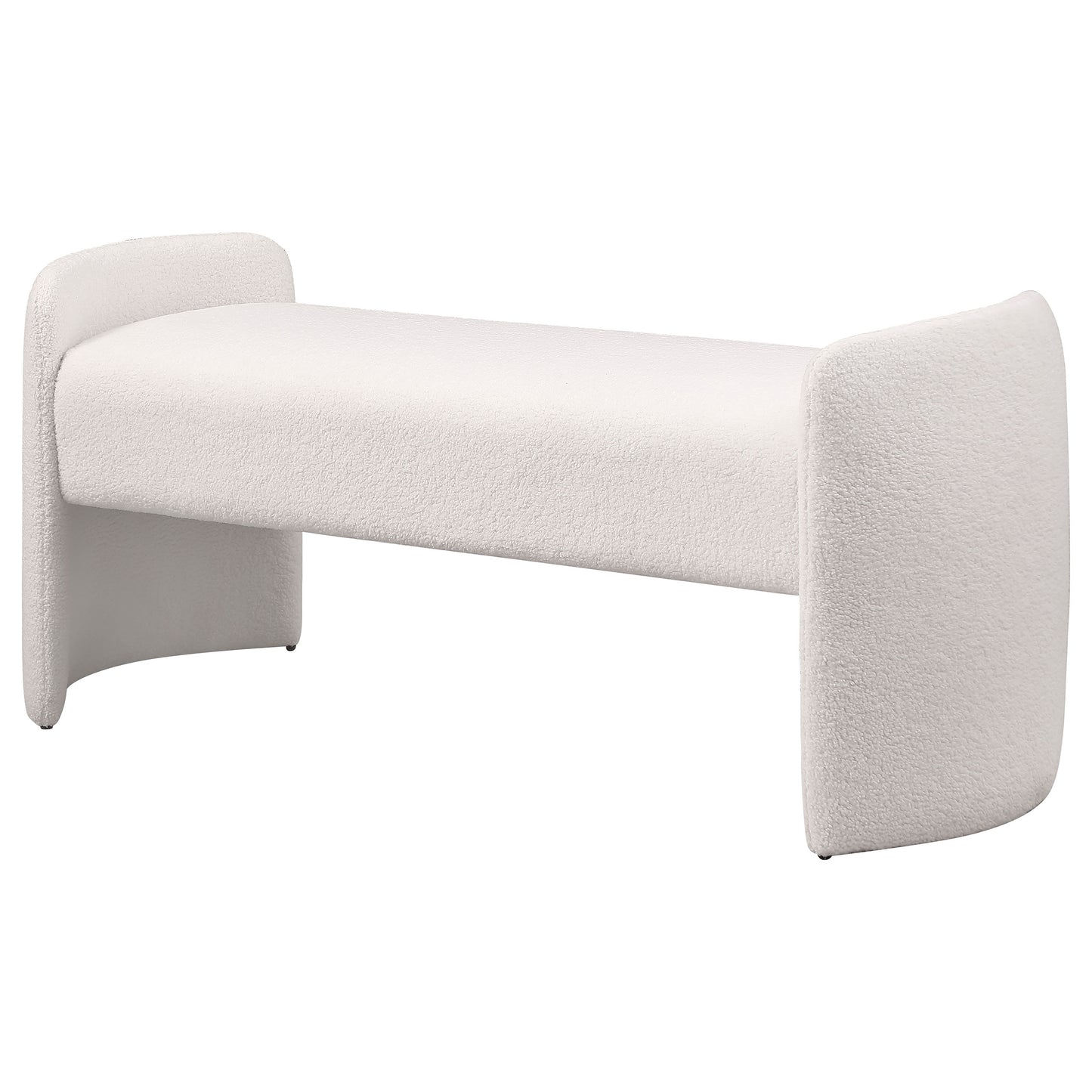 Calix Modern Curved Bench – Ivory Bouclé