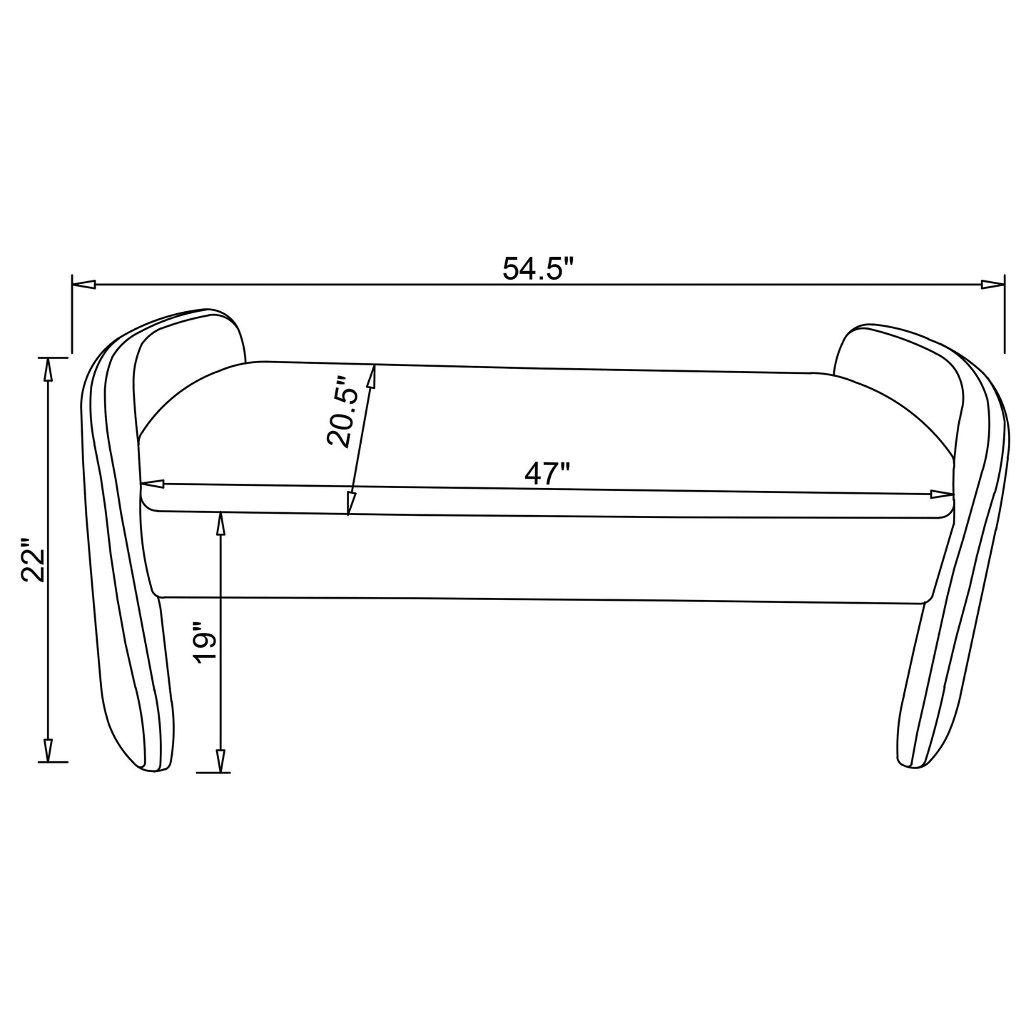 Calix Modern Curved Bench – Ivory Bouclé