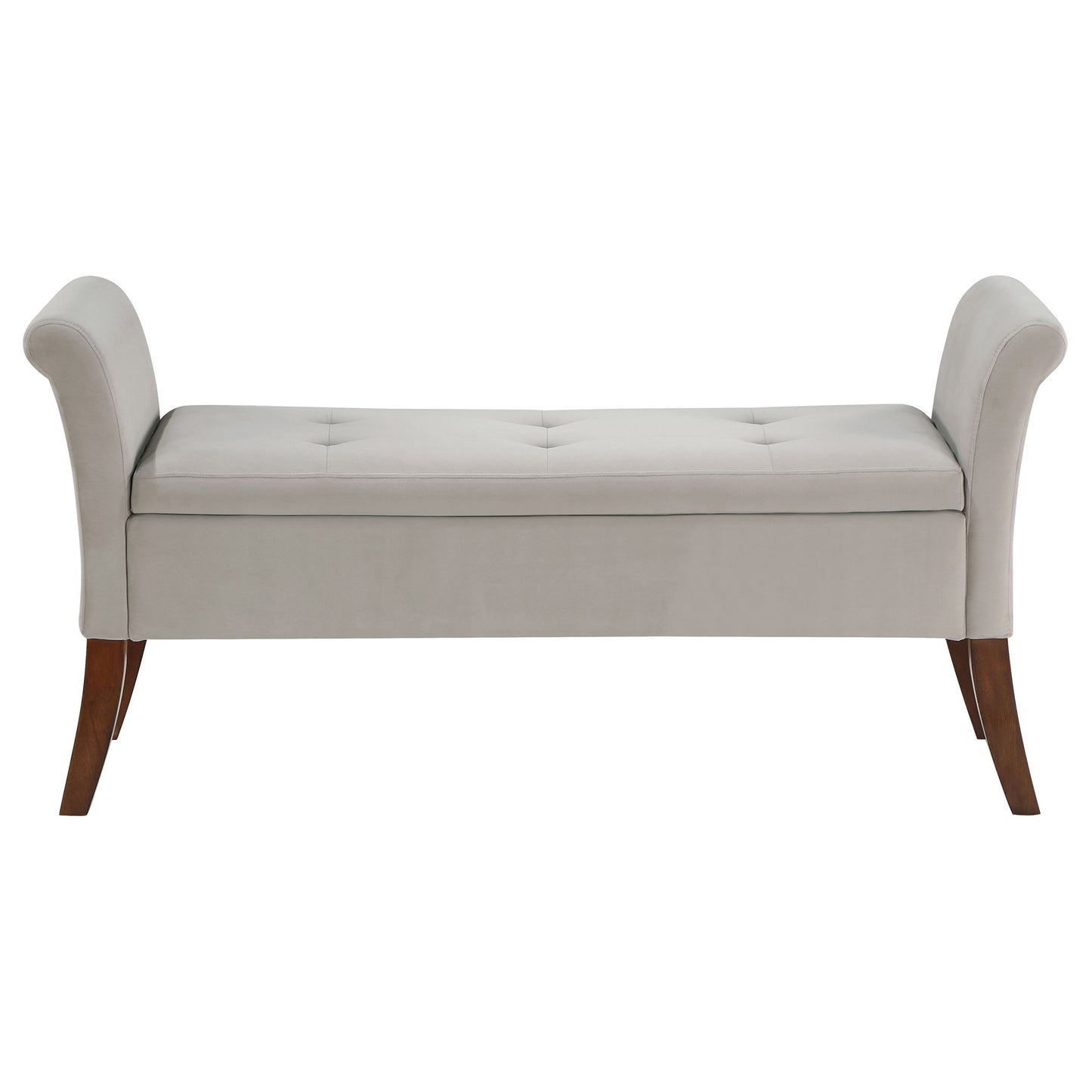 Farrah Velvet Upholstered Rolled Arm Storage Bench – Beige