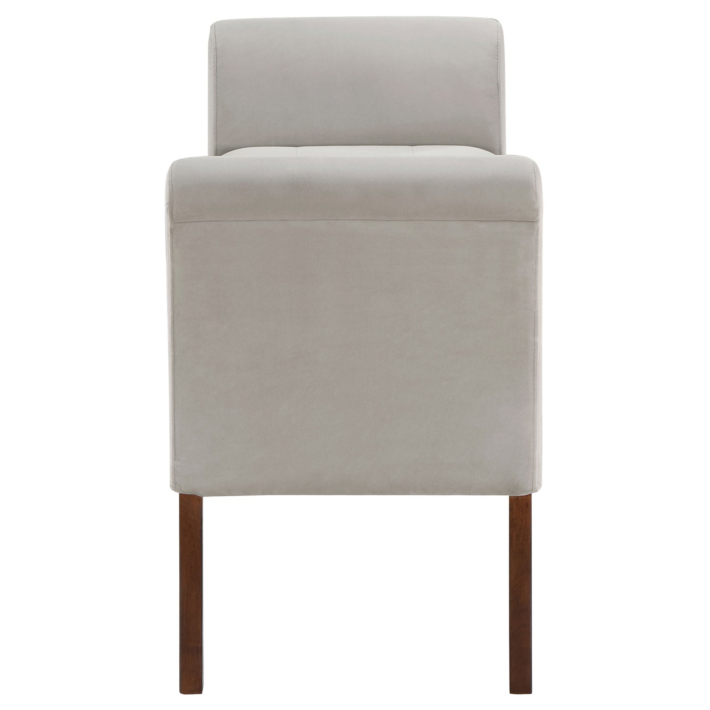 Farrah Velvet Upholstered Rolled Arm Storage Bench – Beige