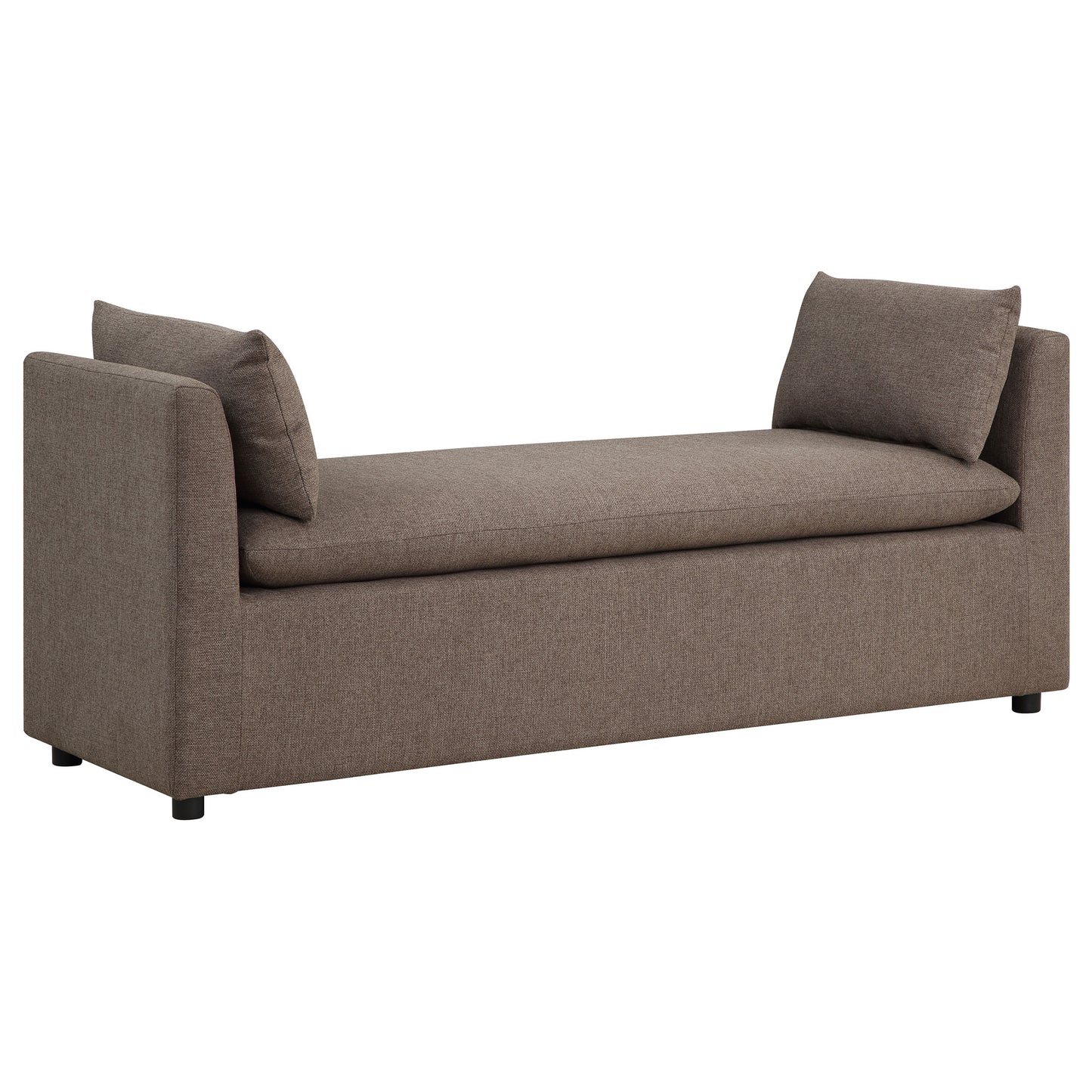 Robin Upholstered Accent Bench with Armrests – Brown