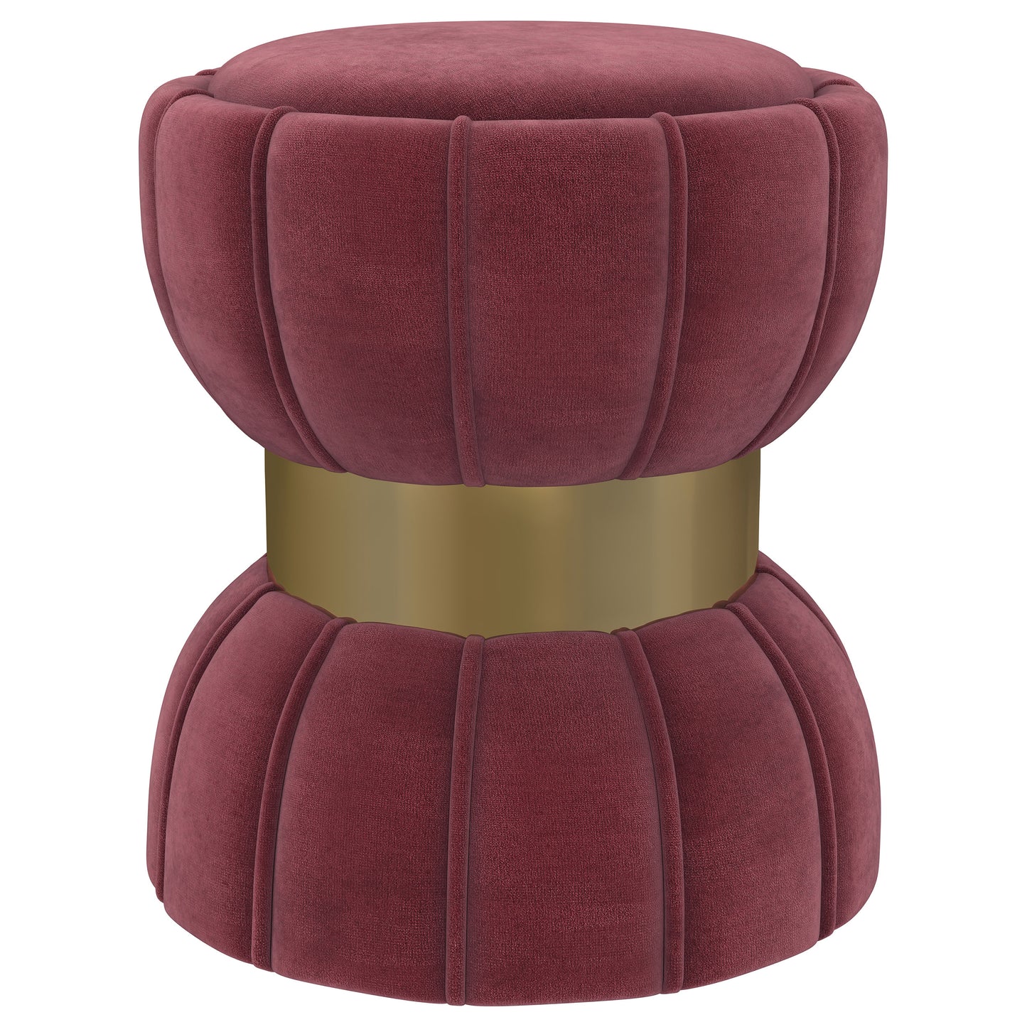 Modern Glam Velvet Ottoman with Gold Accent