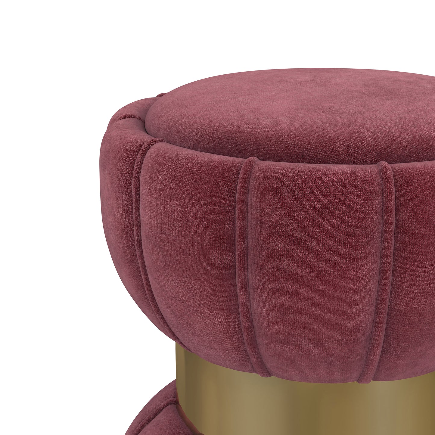 Modern Glam Velvet Ottoman with Gold Accent