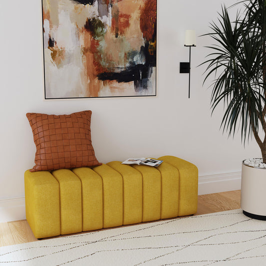 Marseille Tufted Accent Bench – Mustard Yellow