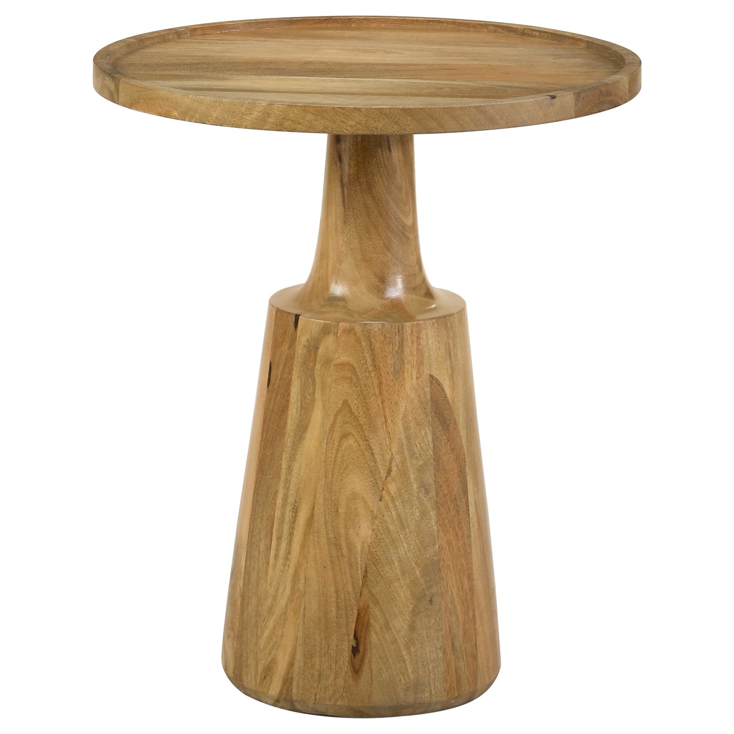 Zymera Round Mango Wood Pedestal Accent Table Natural Finish