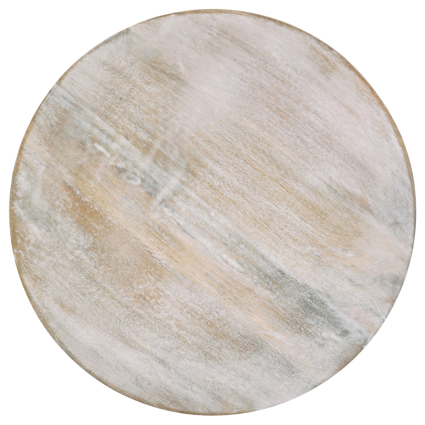 Alviera Round Pedestal Mango Wood Side Table White Washed Finish