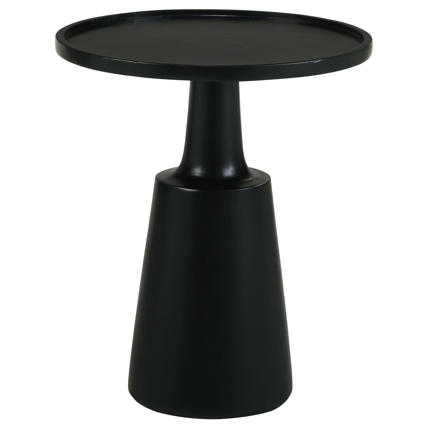 Zymera Round Mango Wood Pedestal Accent Table Black Stained Finish