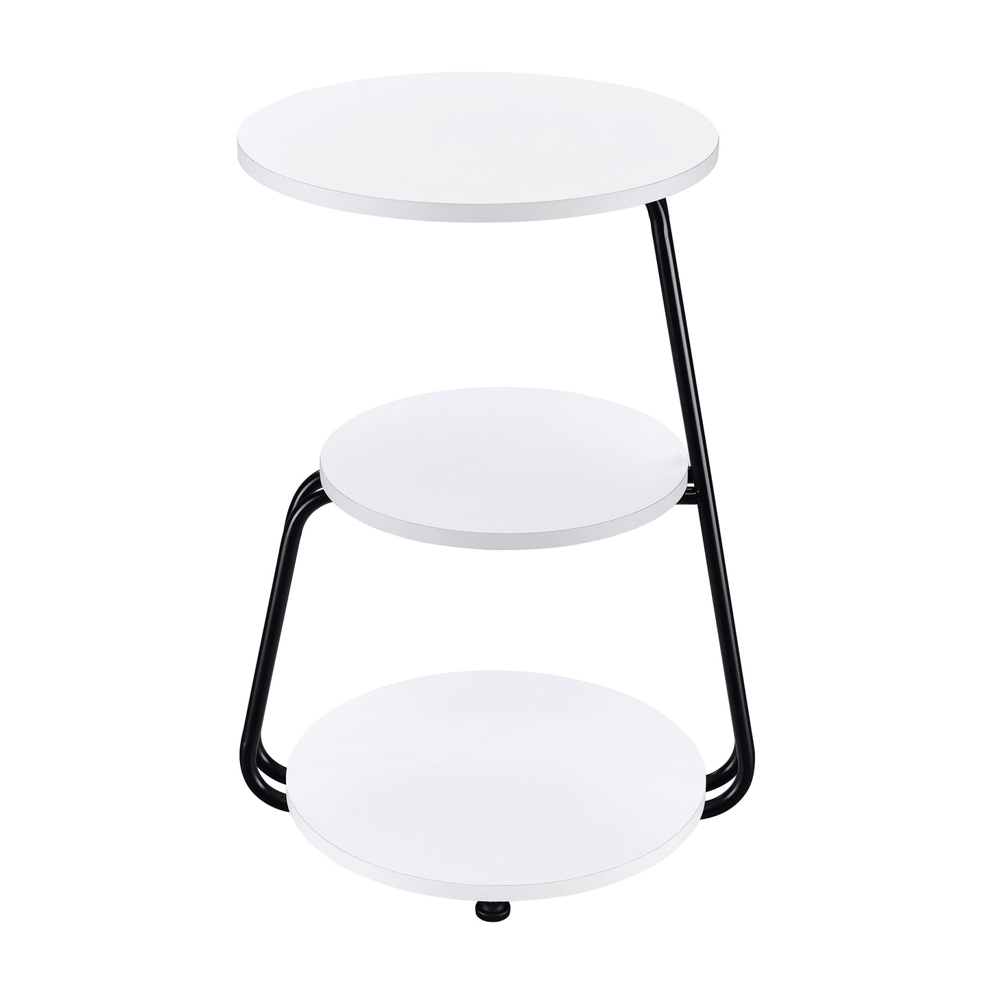 Harmelo Round 3-Tier Accent Side Table White Top with Black Metal Frame