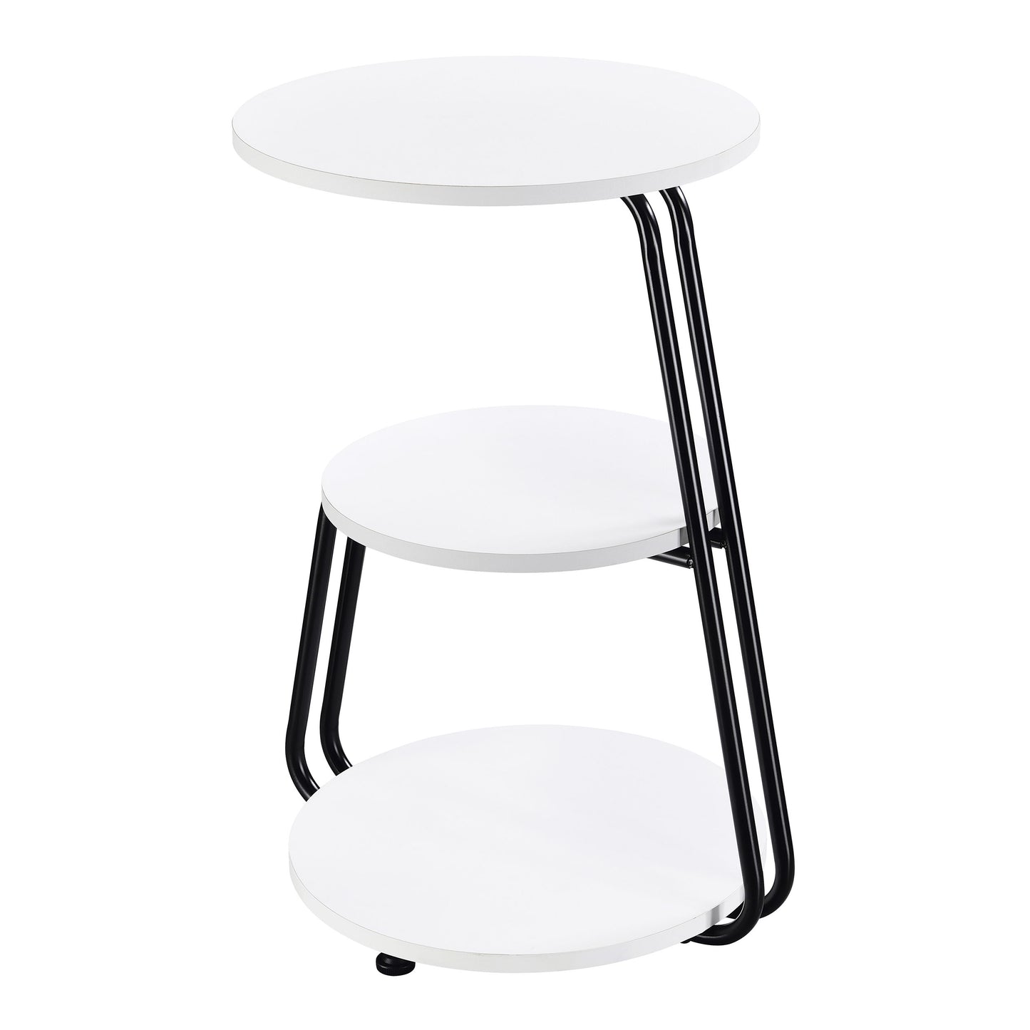 Harmelo Round 3-Tier Accent Side Table White Top with Black Metal Frame