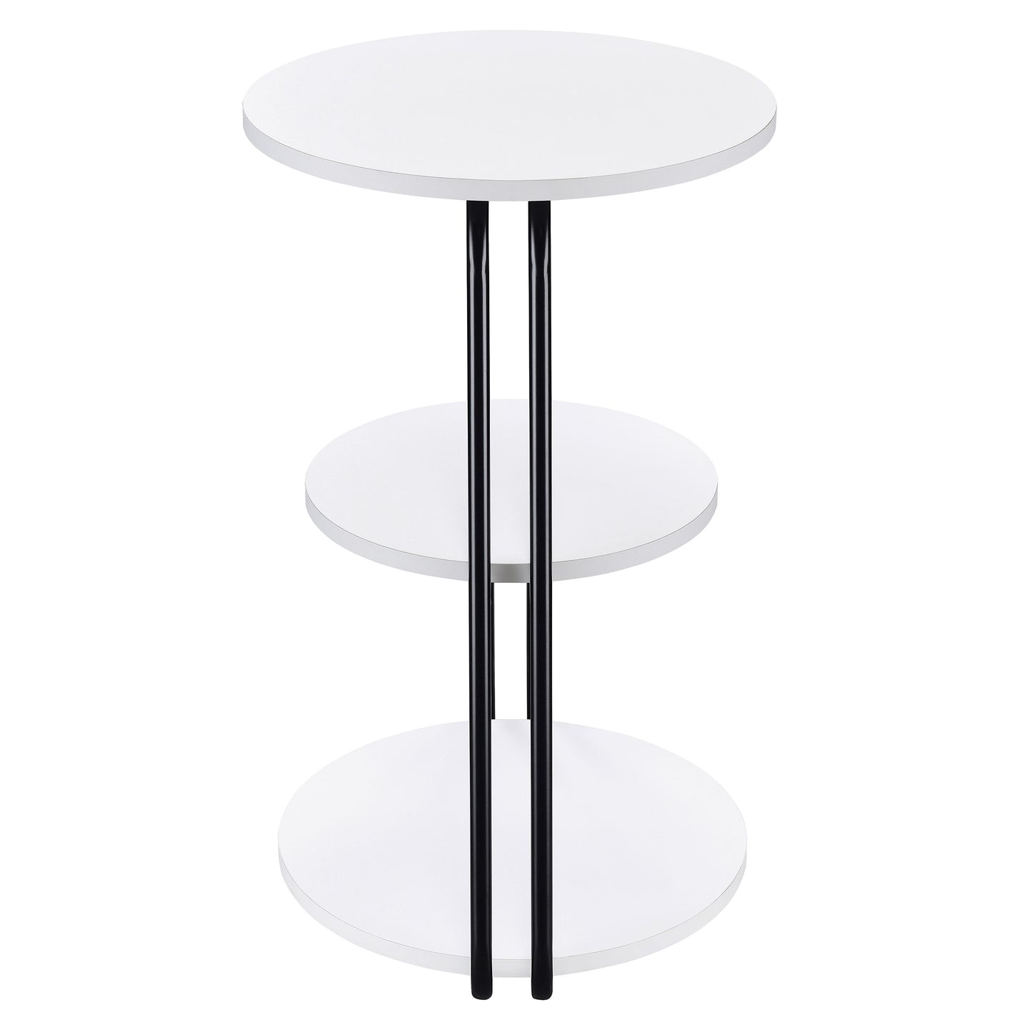 Harmelo Round 3-Tier Accent Side Table White Top with Black Metal Frame