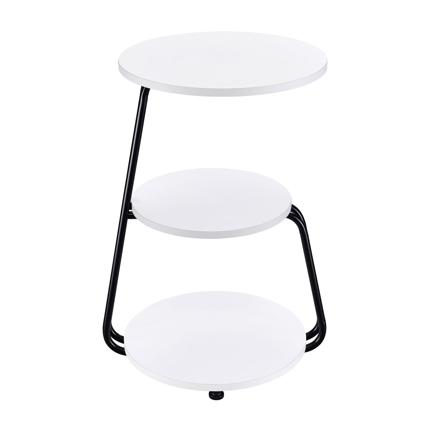 Harmelo Round 3-Tier Accent Side Table White Top with Black Metal Frame