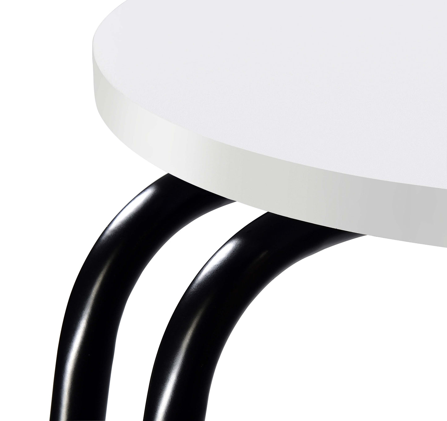 Harmelo Round 3-Tier Accent Side Table White Top with Black Metal Frame