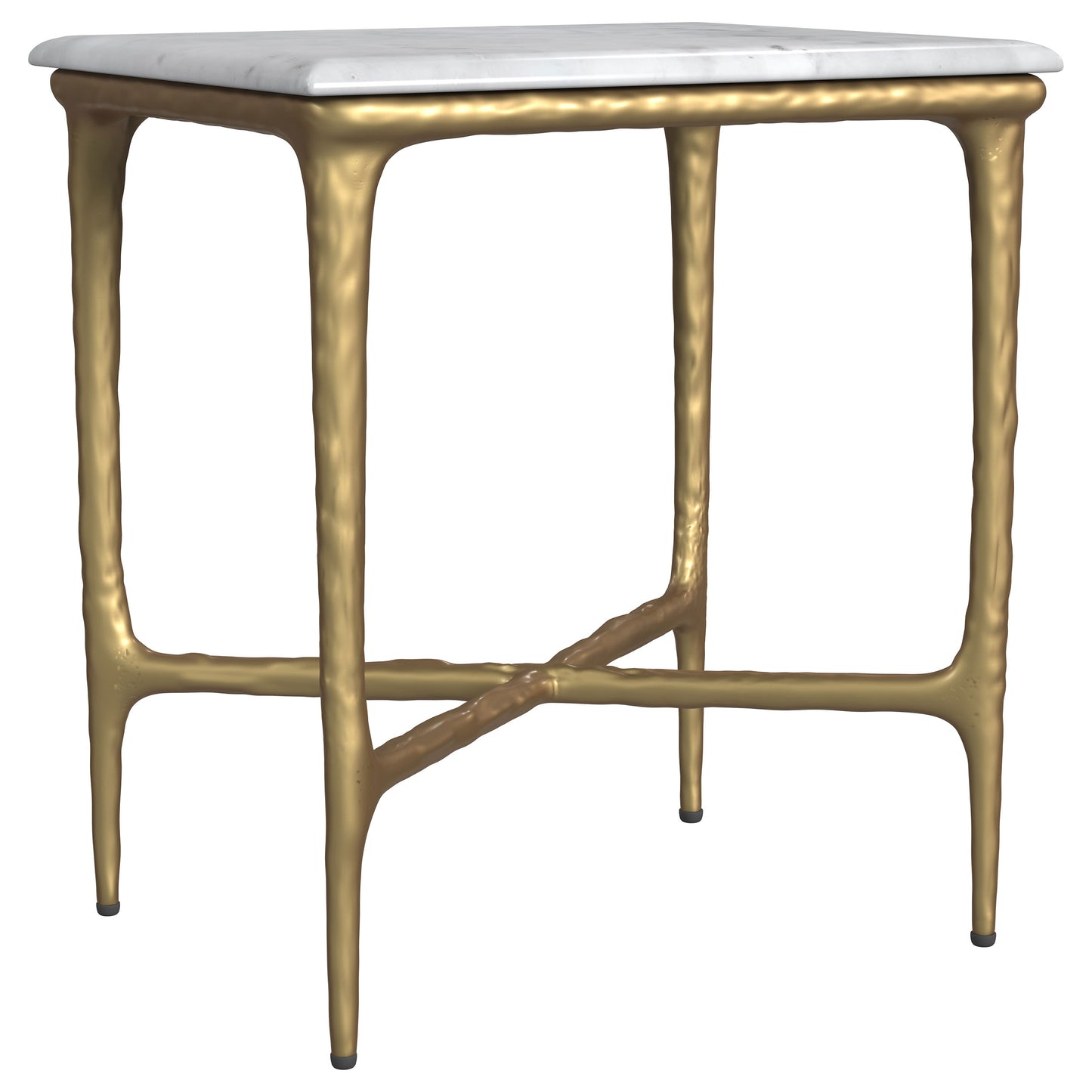 Aurvella Rectangular Marble Top Side Table White and Gold
