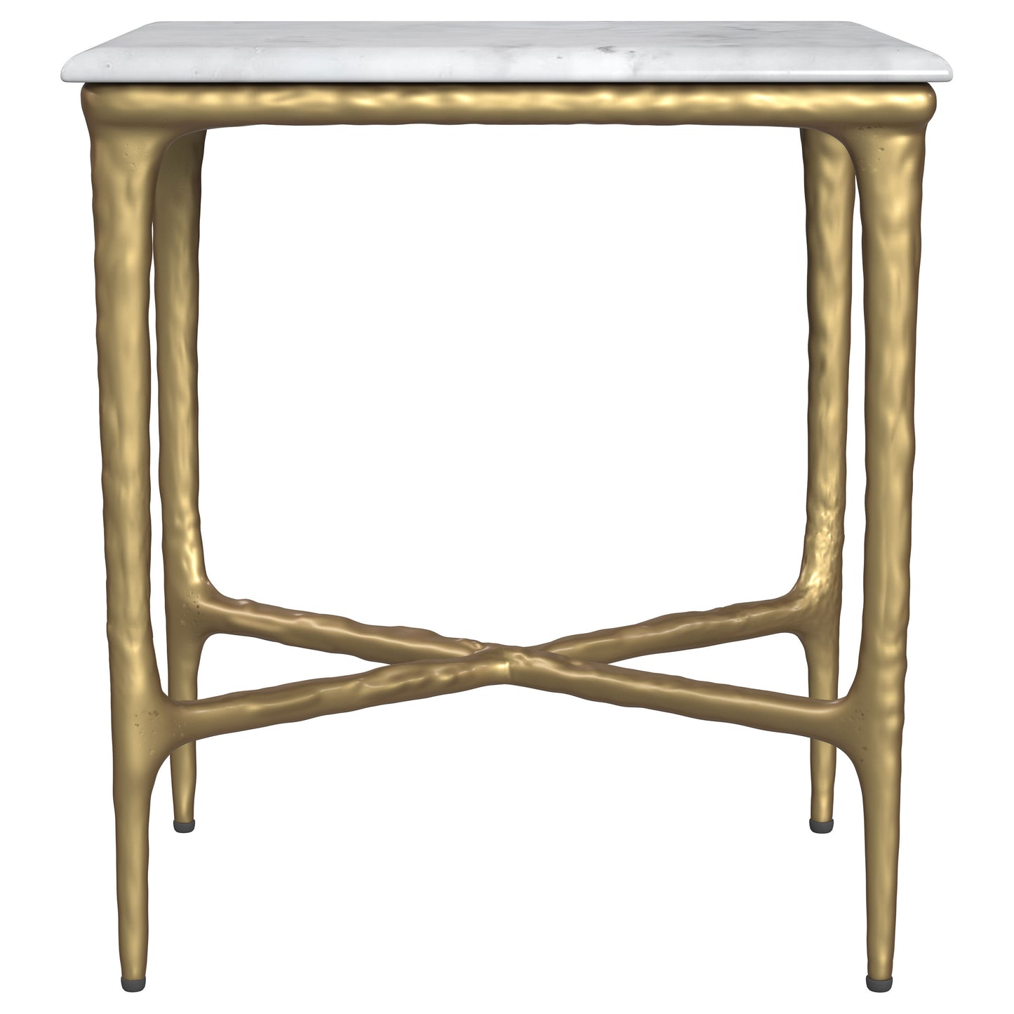 Aurvella Rectangular Marble Top Side Table White and Gold