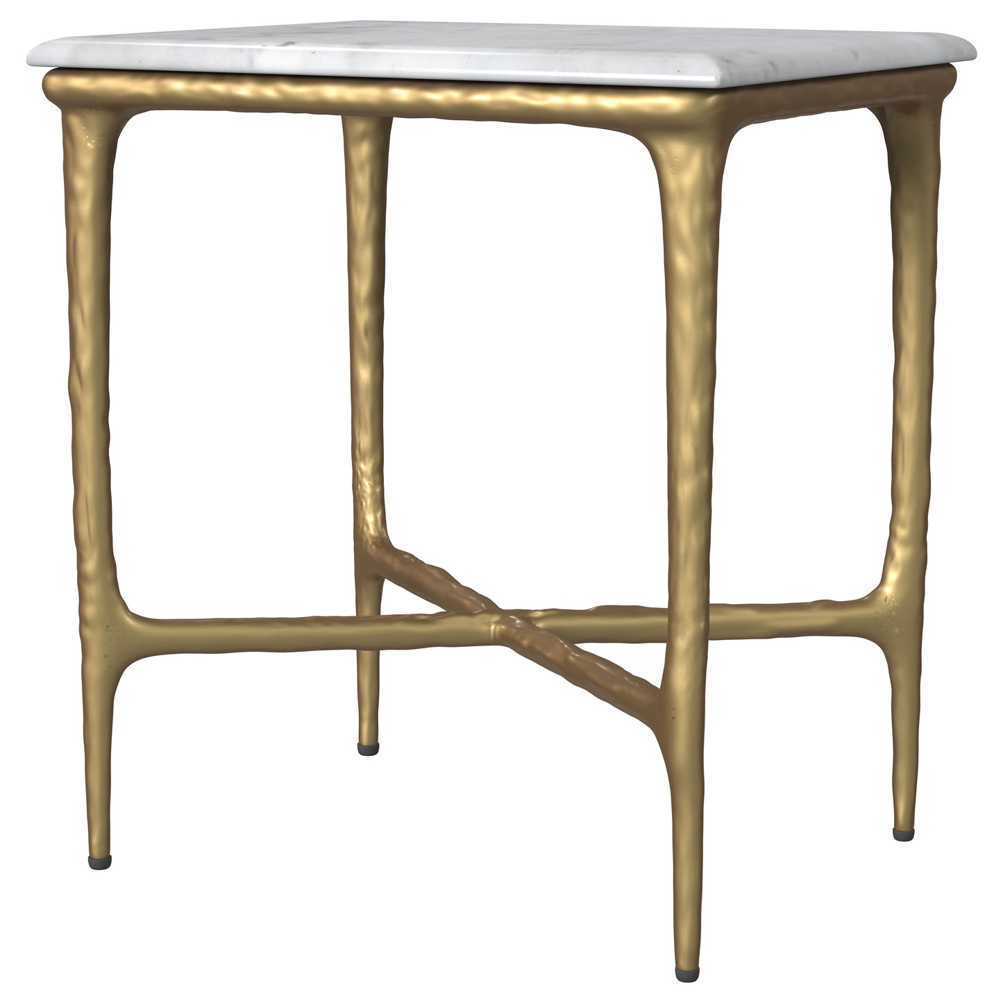 Aurvella Rectangular Marble Top Side Table White and Gold
