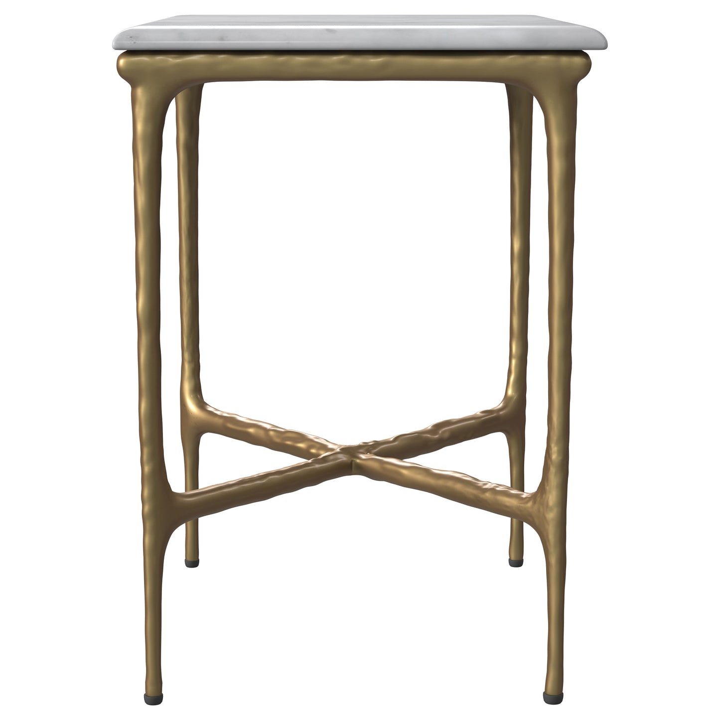 Aurvella Rectangular Marble Top Side Table White and Gold