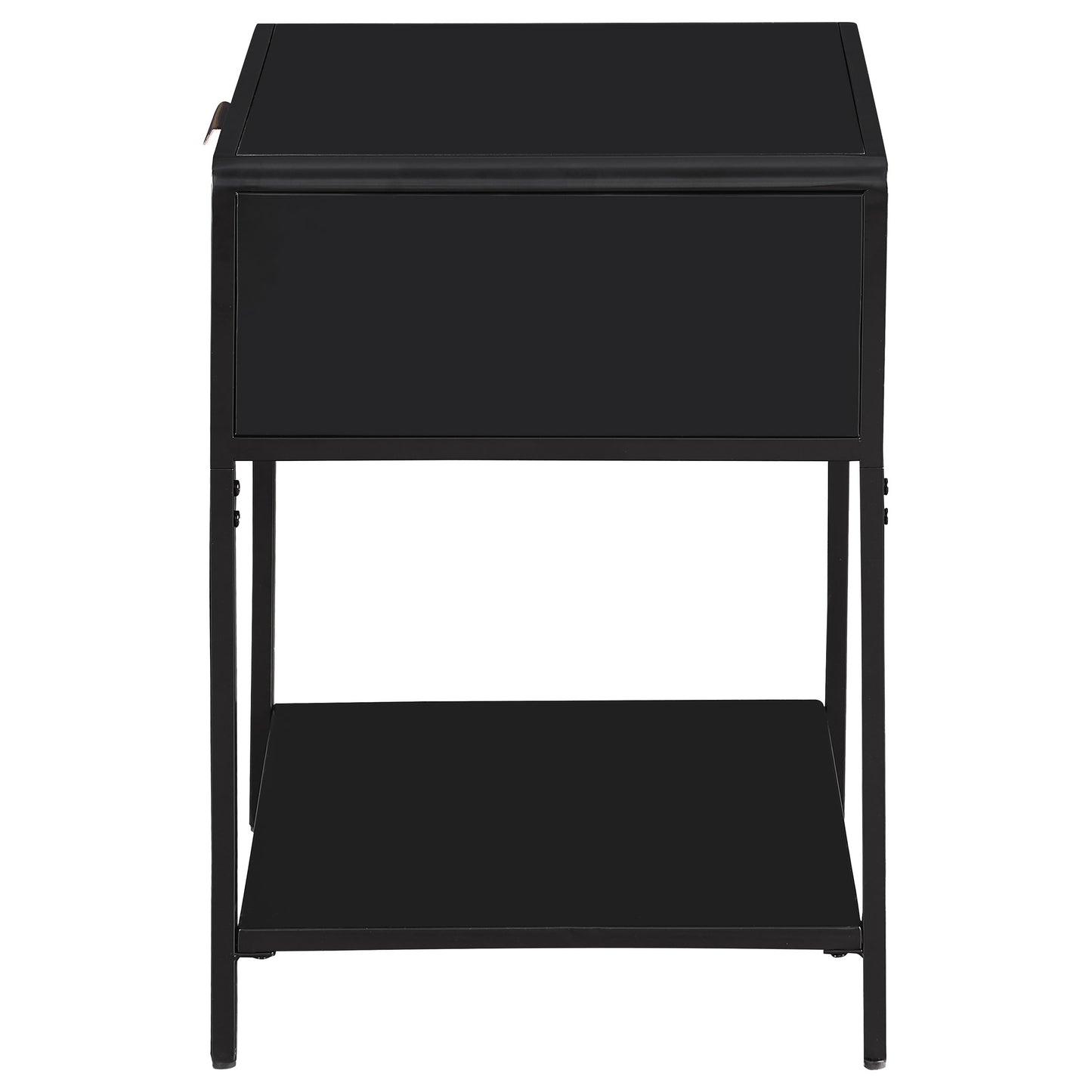 Ravelle 1-Drawer Cane Bedside Table Black with Metal Frame
