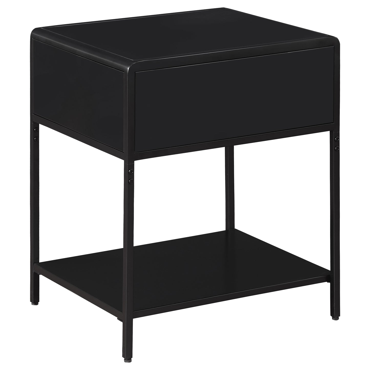 Ravelle 1-Drawer Cane Bedside Table Black with Metal Frame