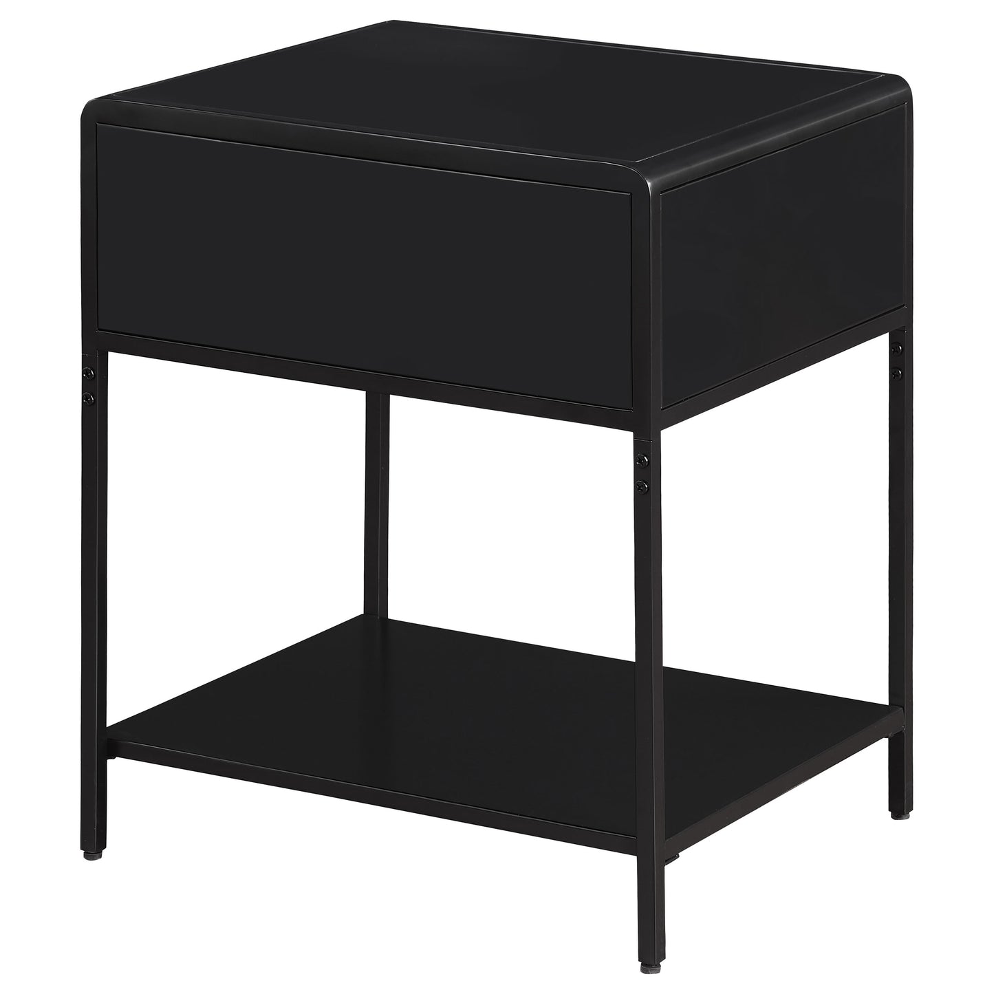 Ravelle 1-Drawer Cane Bedside Table Black with Metal Frame