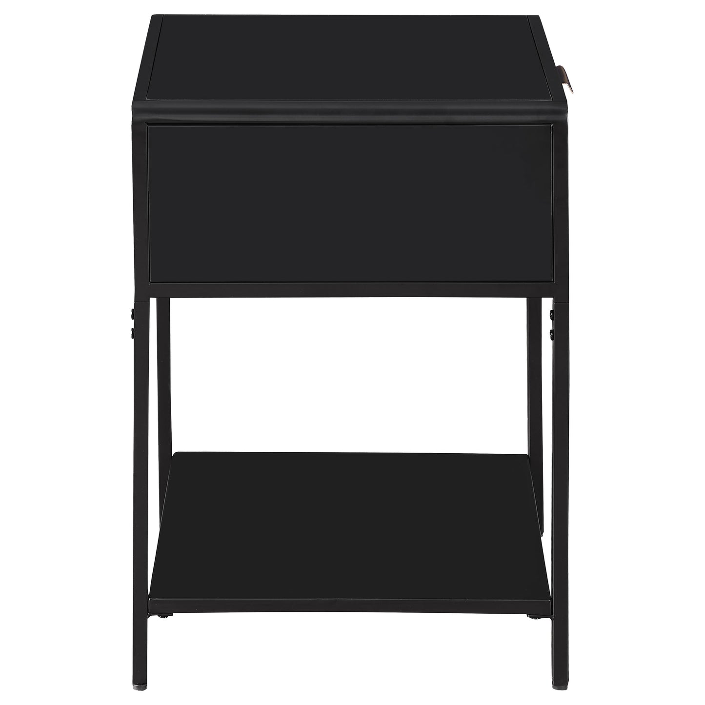 Ravelle 1-Drawer Cane Bedside Table Black with Metal Frame