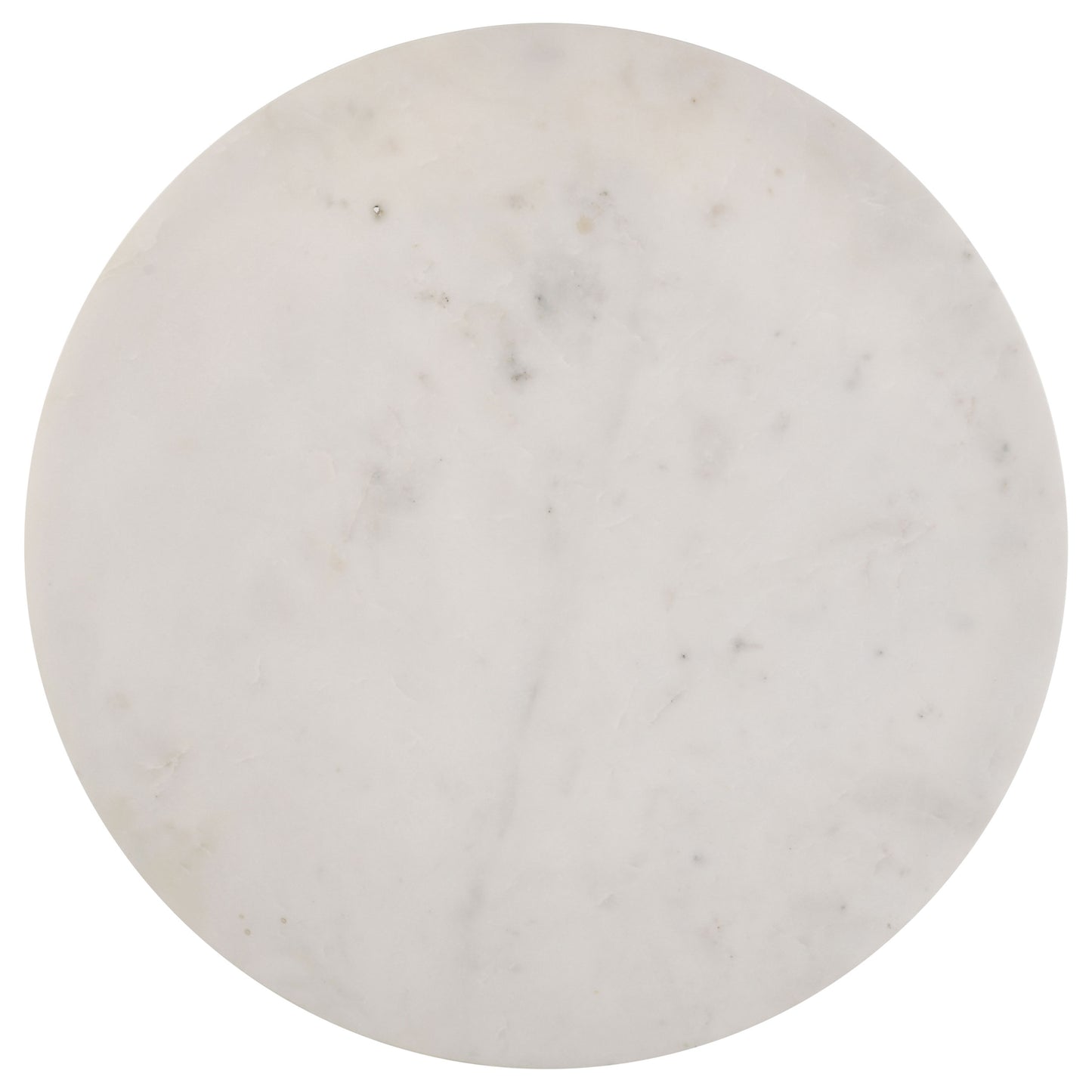 Miguel Round White Marble Top Coffee Table with Black Base