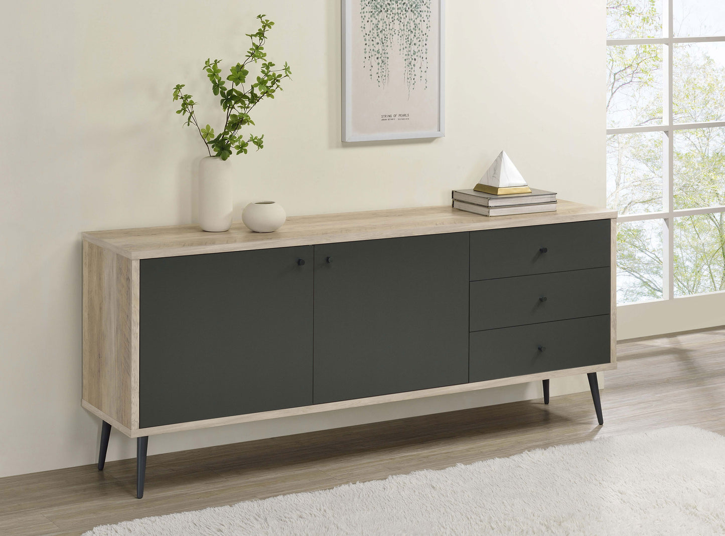 Elvara Scandinavian Two-Tone Accent Cabinet