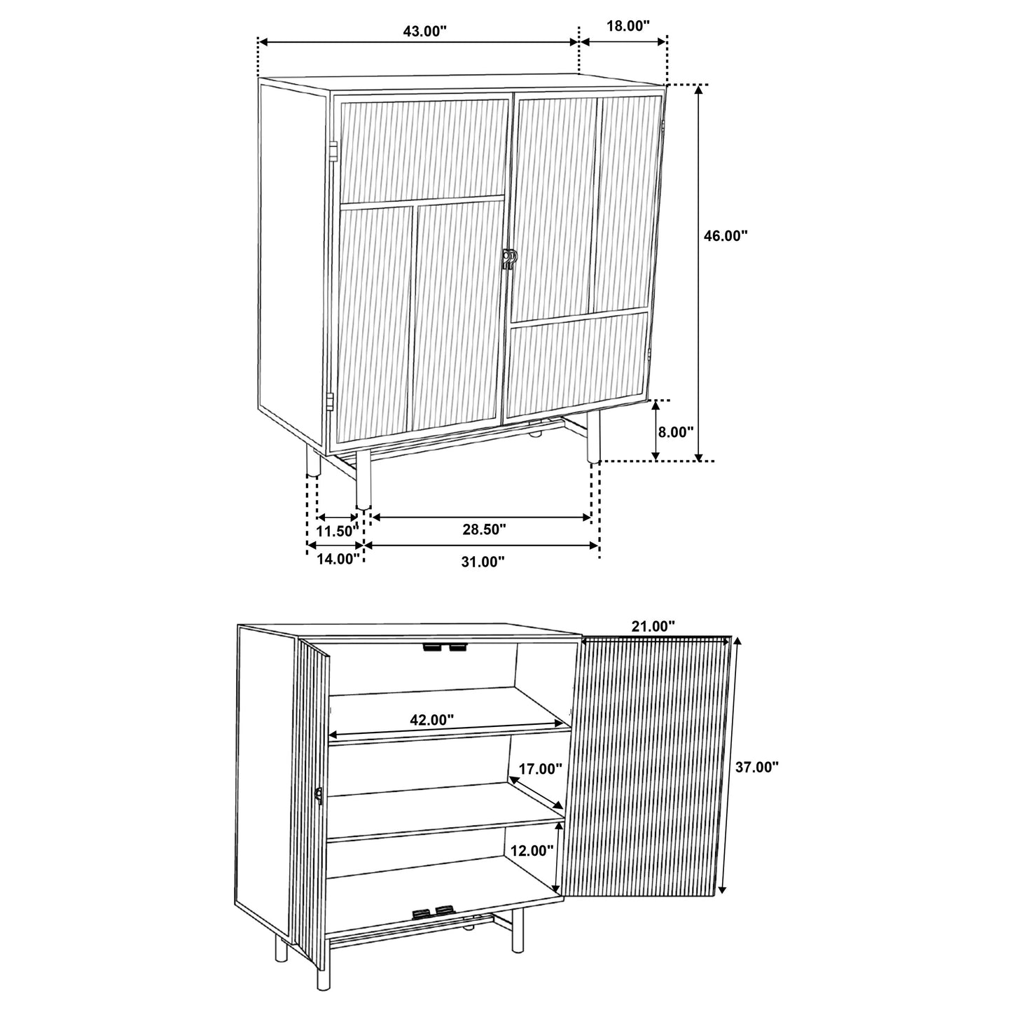 Arken Modern Industrial Glass Accent Cabinet